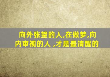 向外张望的人,在做梦,向内审视的人 ,才是最清醒的